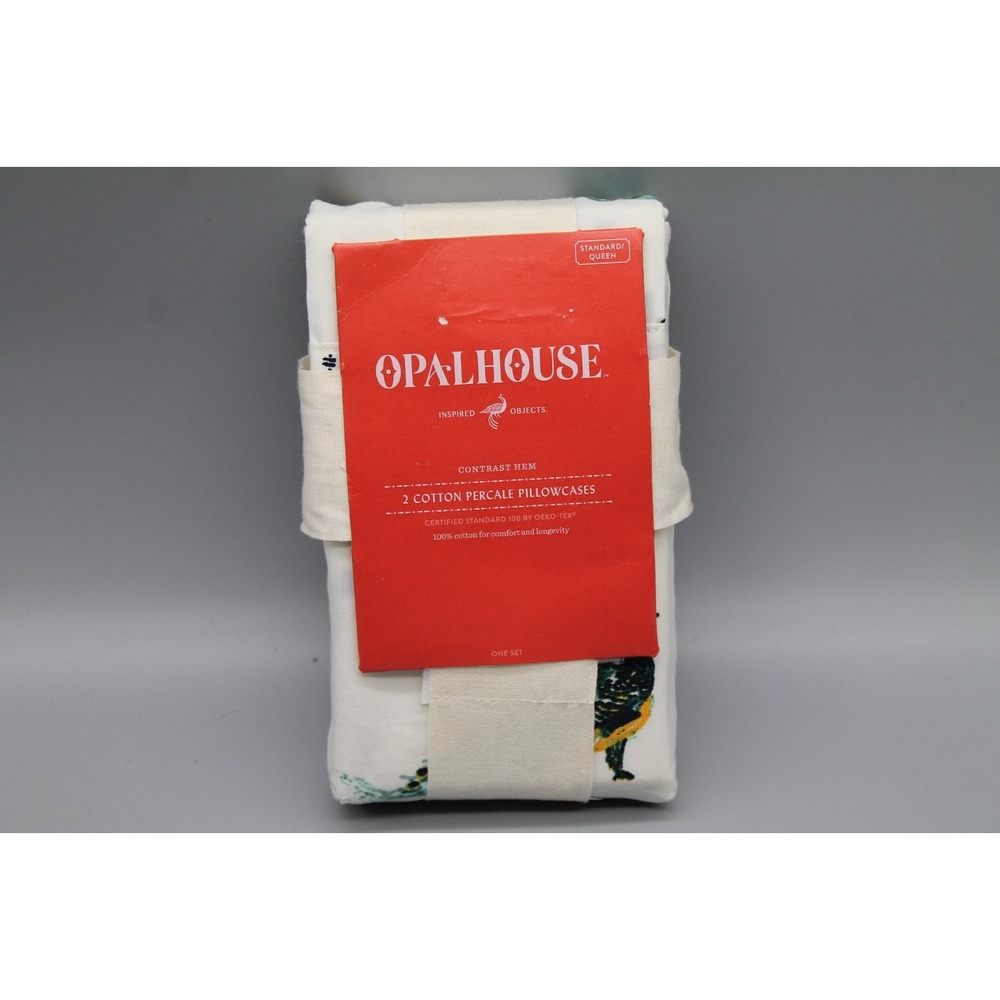 Opalhouse Peacock Pillowcases Set of 2 Standard Queen 100% Cotton Percale